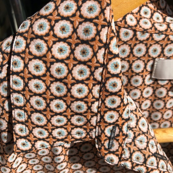 LOFT | Orange Floral Button Down Blouse - Picture 6 of 6